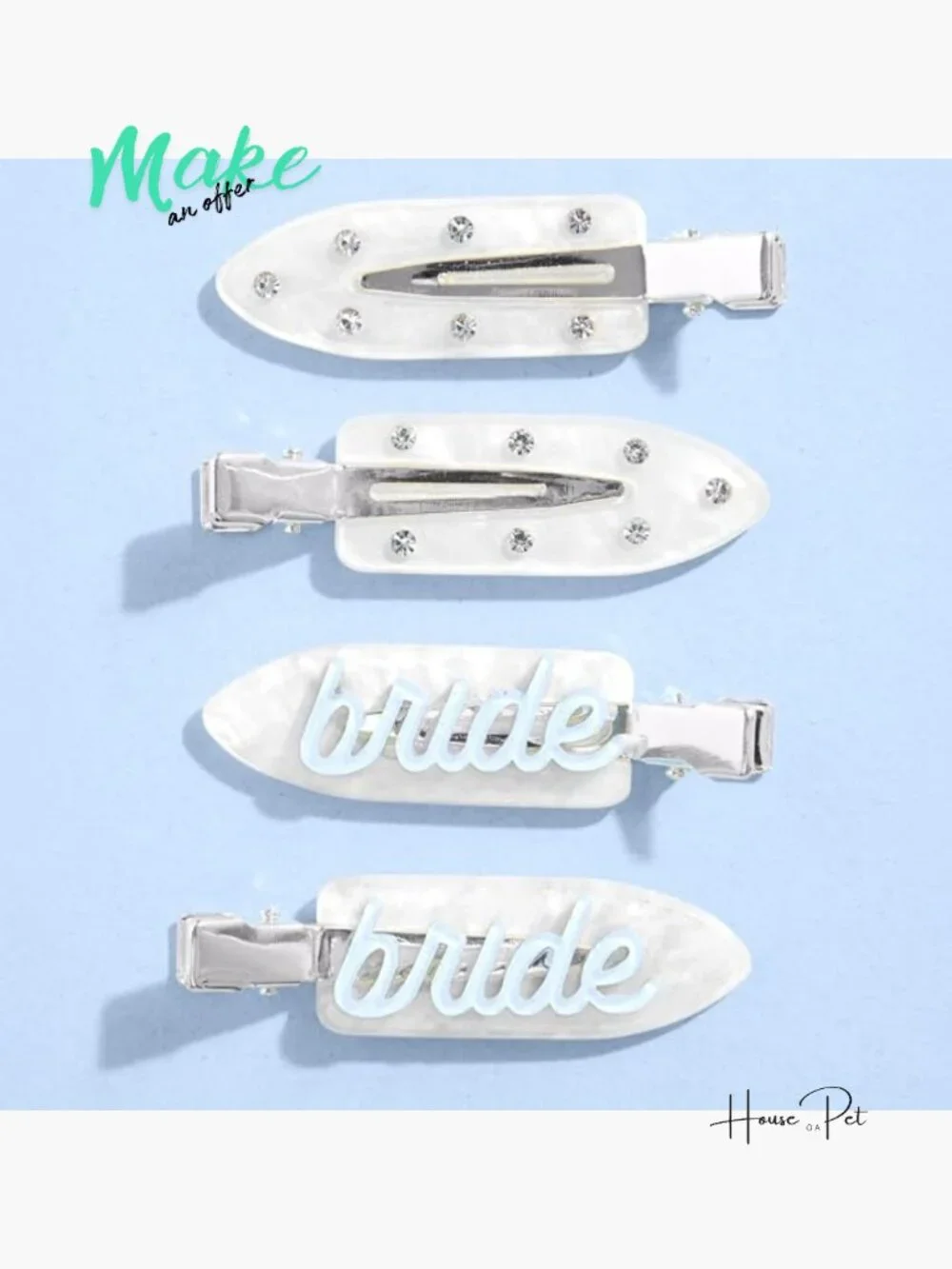 Bride Beauty Clips - 4pc Acrylic Bachelorette Hair Accessory